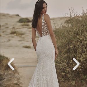 Romantic boho wedding dress by Rish Bridal- Selene Ivory in the color ivory
